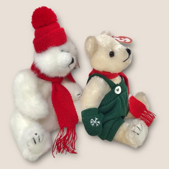 Ty 2 Beanie Babies Weatherby & Peppermint Vintage Christmas Holiday Collectibles - Picture 4 of 6